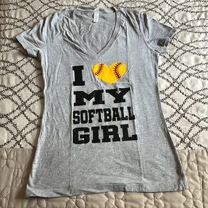 I Love My Softball Girl Softball Mom V-Neck T-Shirt